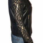 Contempo Casuals Lace Sleeve Faux Leather Jacket Photo 2