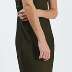 Topshop  Draped Back Satin Slip Dress olive green midi size US 6 Photo 0