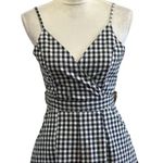 Oao Oro Babydoll Midi Dress Sz 2 Black White Gingham Check Pleated Empire Waist Photo 3