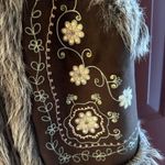 Vintage 2000’s Faux Fur Vest Embroidered And Embellished Size Small Brown Photo 2