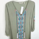 Soft Surroundings NEW PM 10-12 Sicily Guaze Boho Embroidered Maxi Dress in Olive Photo 4