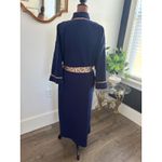 Vintage Amanda Stewart Terry Cloth Robe Womens Medium Blue Baroque Trimmed Photo 2