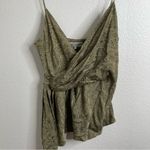 ZARA  Olive Green Floral Satin Tank Top Size Large Photo 2