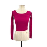 Alice + Olivia Jeanne Off Shoulder Knit Top Sweater Pink Fuchsia Size Small Photo 2