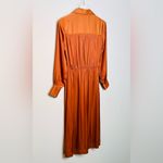Brochu Walker  Madsen Turmeric Copper Brown Orange Satin Front Tie Midi Dress Photo 8