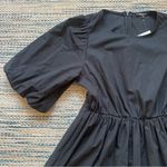 Madewell NWT  Poplin Crewneck Bubble-Sleeve Mini Dress in True Black Size 8 Photo 2