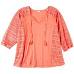 Kaktus Plus Solid 3/4 Sleeve With Mesh Sleeves Coral size L Orange Size L Photo 0
