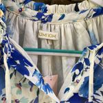 Yumi Kim  Sundown top blouse blue ivory floral Anthropologie tie neck NWT Photo 4