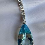 NWT NATURAL 3.73CT TEARDROP AQUAMARINE 18K WHITE GOLD DIAMONDS NECKLACE Photo 3