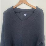 Aerie Oversized Chunky Knit Chenille Sweater Tunic V-Neck Charcoal Gray Size XS Photo 4