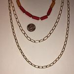 NY Brand Gold Tone and Orange Red Layered Boho Necklace Photo 2