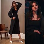 LA LIGNE Eloise Convertible Smocked square neck Long Sleeve Midi Silk Dress M Black Size M Photo 3