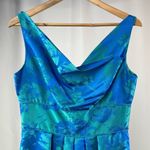 THEIA Floral Jacquard Sleeveless Pleated Dress in Blue Green Size 8‎ Photo 6