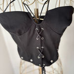 Princess Polly  black lace up corset style crop top size 6 Photo 0