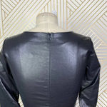 ZARA  Dress Faux Leather Ruched‎ Draped V-Neck Mini Black Size US XS Photo 8