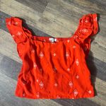 Sofia Jeans Women's Plus Double Ruffle Embroidered Top Size XL, Red Alert Photo 1