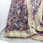 Indigo Rose XL Floral Kimono Cardigan Lace Trim Boho Fest Hippie Cottage Spring Purple Photo 1