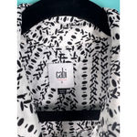 CAbi Button Down Blouse Women's Small Black White Abstract Print Long Sleeve Shi Photo 1