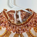 Bohme  High Neck Puff Sleeve Glamourous Gold Elegant Blouse Small EUC #0985 Photo 5