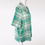 Allison Daley Vintage Plaid Short Sleeve Button Down Shirt Green White 16P Photo 5