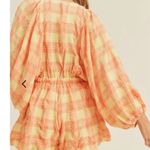 Mable Orange & Yellow Plaid Romper Photo 1