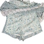 Judith March Floral Lace Trim Halter Romper Shorts Blue White M Photo 3