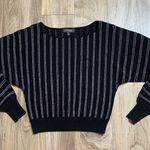 Intermix  Jessa Metallic Striped Bateau Neck Dolman Sleeve Cropped Sweater XS Photo 3