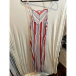 EXPRESS  Small Red White Blue‎ Striped Jumpsuit Sleeveless Casual Summer Romper Photo 4