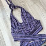 Free People  Halter Top striped texture crop womens Purple (small) party festival Photo 3