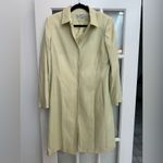 Tahari Trench Coat Womens Cream Argyle Print Single Breasted Snap Size 12 Large Yellow Photo 14