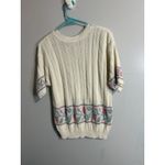 Vintage Cricket Lane Floral Knit Cottage Core Short Sleeve Cream Sweater Size XL Photo 6
