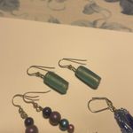 Women’s Lot Of 4 Blue Tones Dangle Costume Earrings Pierced Beaded Mix Photo 2