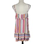 Umgee  Large A-Line Mini Dress Striped V-Neck Lined Sleeveless Ruffled Multicolor Photo 4