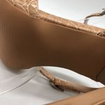 Topshop Rita Croc Embossed Sandal Square Toe Faux Leather Wide Fit Brown 5W Photo 5