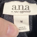 ANA A New Approach Top Women's Size Medium Gunmetal Metallic Shimmer Mock Neck Black Photo 1