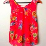 Love j  L Red Coral Floral Sleeveless Top Photo 1