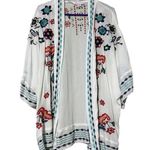 JW STYLE kimono size small/medium embroidered floral cover up summer beach wear White Photo 0