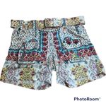 Johnny Was Biya Mick Satin Cargo Shorts Belted Boho Print Size 4 Photo 2