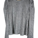Les Serein Metallic Silvery Grey Puff Sleeve Crewneck Sweater M NWT Gray Size M Photo 0