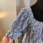 Old Navy  Scoop‎ Neck Short Sleeve Ruffle Blue White Embroidered Floral Dress M Photo 3