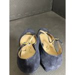 Salvatore Ferragamo Vintage Suede Mary Jane Heels Navy Blue Gold Buckle Strap 8 Photo 9