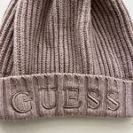 Guess  Blush Knit Pom Pom Beanie Hat Ribbed Mauve Pink Winter Cap women's Photo 1