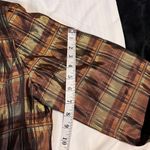 MSK Plaid Open Front Jacket Blazer Brown Gold Metallic Shimmer Evening Wear Photo 6