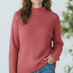 Jeanne pierre Vintage  Pink Knit Cotton Mock Turtleneck Sweater M Medium Photo 0