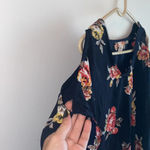 Live 4 Truth Navy with Floral Print Cold Shoulder Blouse Size Small Photo 1