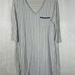 Soma  Night Shirt Medium Gray Striped Short Sleeve Knee Length Pajama Nightgown Photo 0