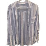 BeachLunchLounge  Striped Button Down Shirt Beach Coverup Blue Large Photo 0