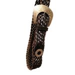 90s Vintage Womens 100% Leather Chunky Braided Elephant Engraved Belt sz M/L Brown Photo 2