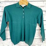 All Week Long Cotton Knit Polo Shirt Textured Long‎ Sleeve Green [Size Small] Photo 0