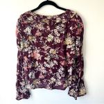 American Eagle Floral Blouse Shirt Purple Flowy Long Sleeve Photo 5